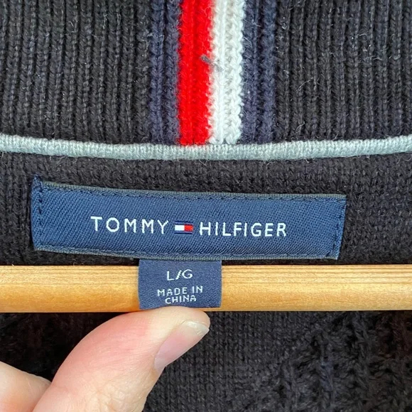 Tommy Hilfiger Men's Black Quarter-Zip Sweater - Picture 2 of 5